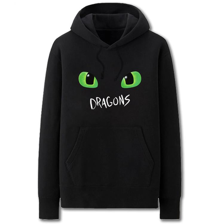 How to Train Your Dragon Hoodies - Solid Color Big Eyes Cartoon Style Cute Fleece Hoodie