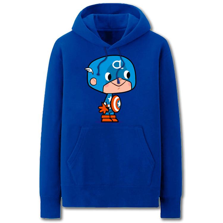 CaptainAmerica Hoodies - Solid Color CaptainAmerica Icon Cute Cartoon Style Fleece Hoodie