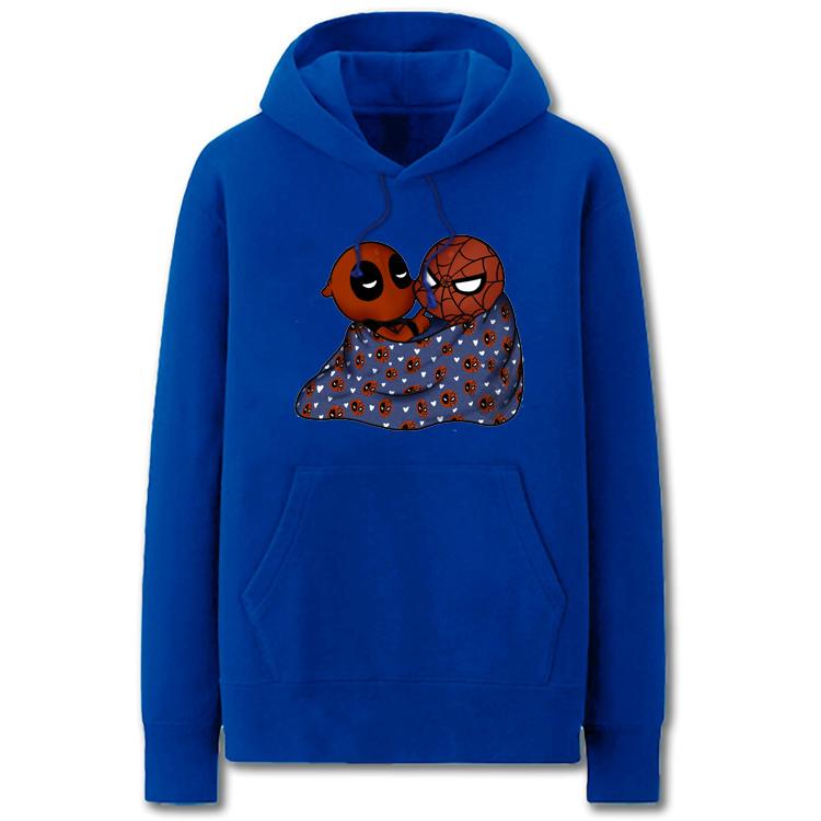 Spiderman and Deadpool Hoodies - Solid Color Spiderman Deadpool Cartoon Style Super Funny Fleece Hoodie