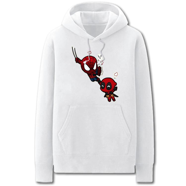 Spiderman and Deadpool Hoodies - Super Funny Solid Color Hero Spiderman and Deadpool Cartoon Style Fleece Hoodie