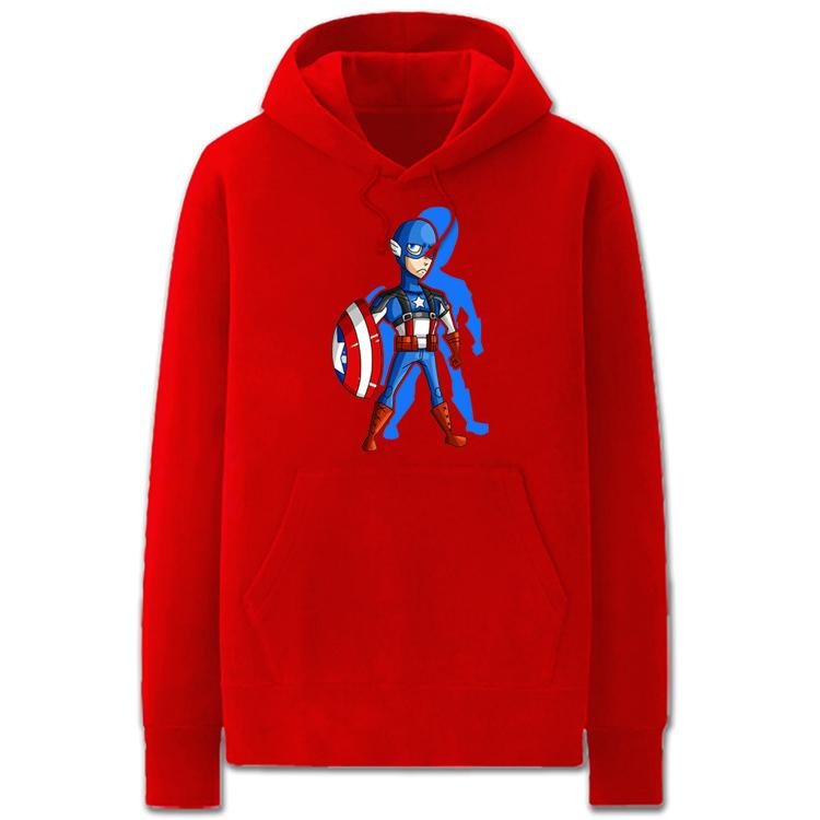 The Avengers Hoodies - Solid Color Captain America Funny Cartoon Style Fleece Hoodie