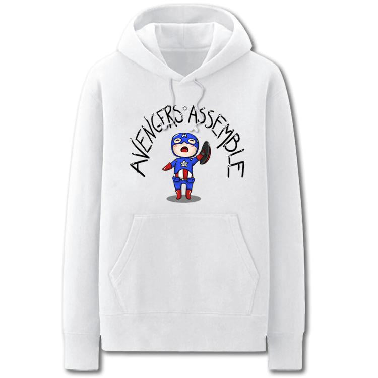 Captain America Hoodies - Solid Color Captain America Cute Icon Cartoon Style Fleece Hoodie