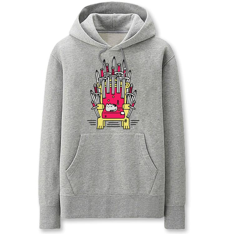 A Song of Ice and Fire Hoodies - Solid Color Cat Throne Cartoon Style Fleece Hoodie