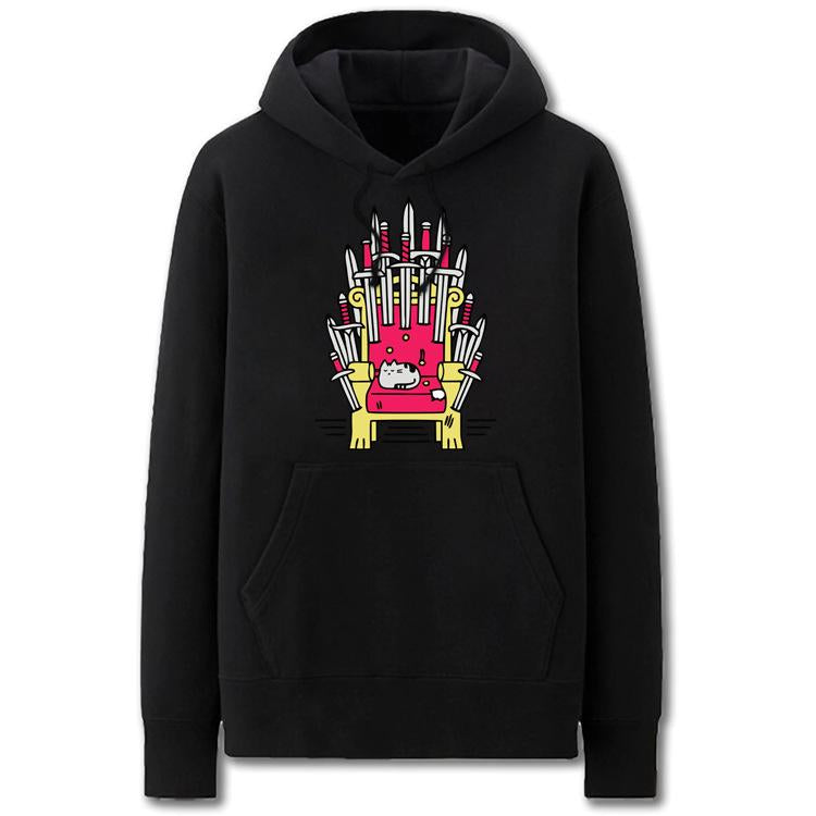 A Song of Ice and Fire Hoodies - Solid Color Cat Throne Cartoon Style Fleece Hoodie