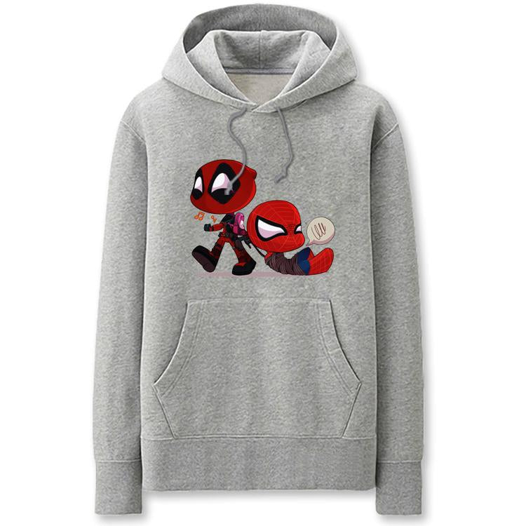 Spiderman and Deadpool Hoodies - Cute Solid Color Spiderman and Deadpool Cartoon Style Funny Fleece Hoodie