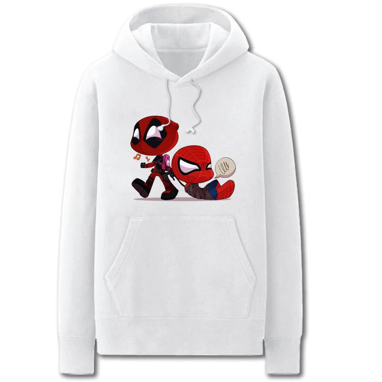 Spiderman and Deadpool Hoodies - Cute Solid Color Spiderman and Deadpool Cartoon Style Funny Fleece Hoodie