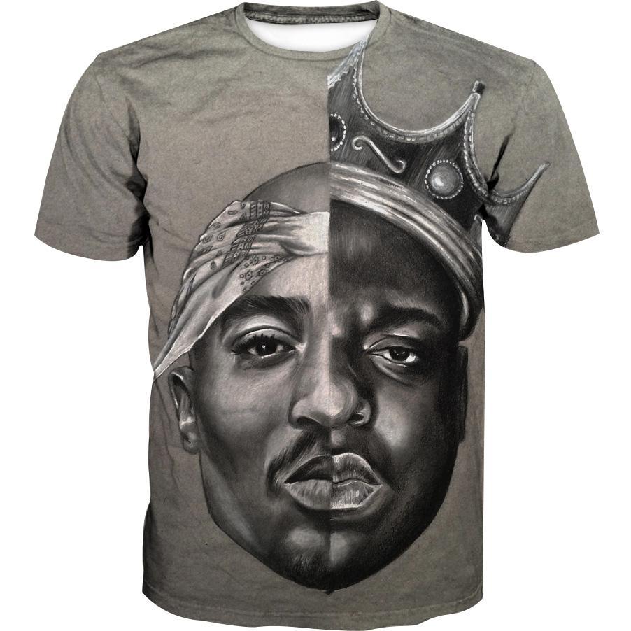 2Pac and Notorious Big Hoodies - Biggie Smalls Tupac Pullover Grey Hoodie