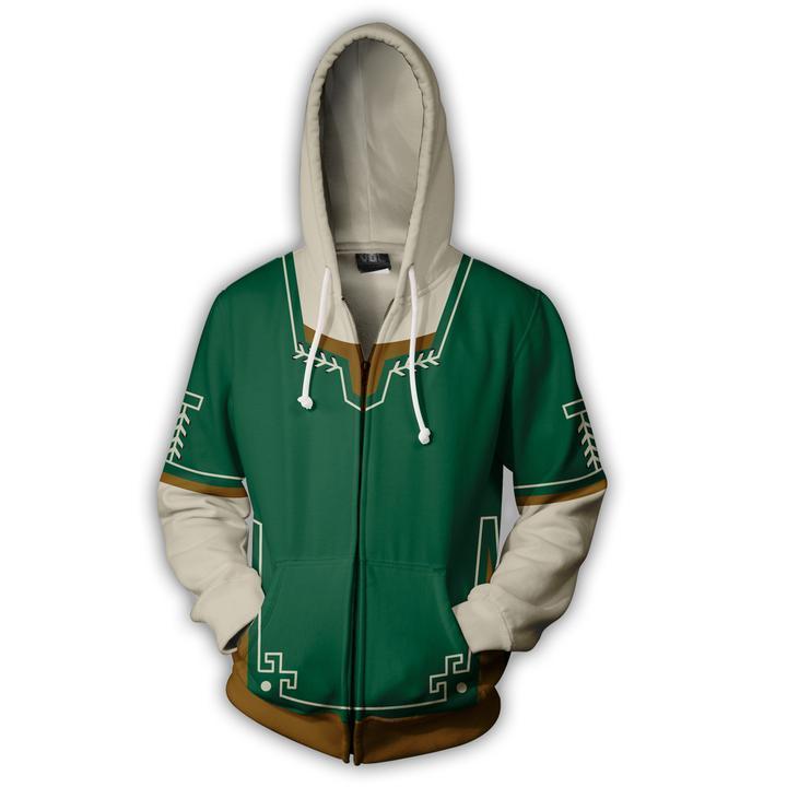 The Legend of Zelda Hoodies - Zip Up Link Green Hoodie
