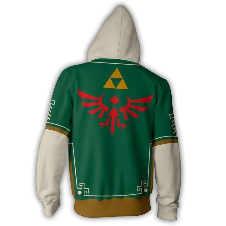 The Legend of Zelda Hoodies - Zip Up Link Green Hoodie