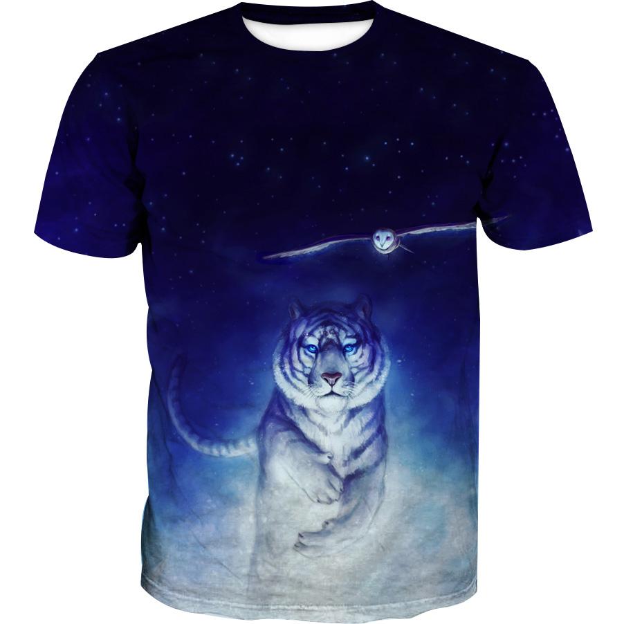 Tiger Hoodies - Space  and Owl Printed Pullover Hoodie