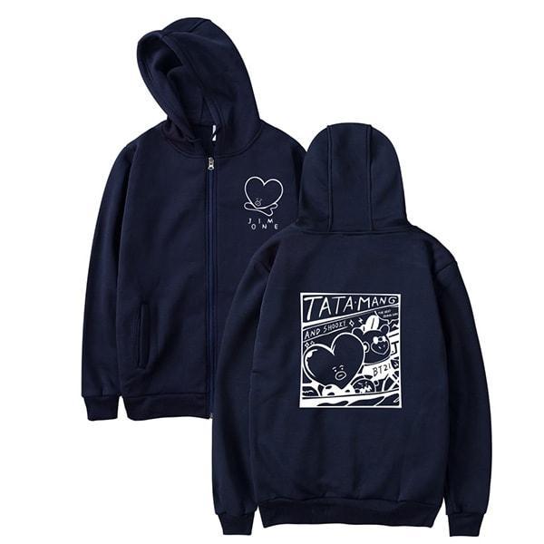BTS Hoodie - "TATA MANG" Zipper Hoodie