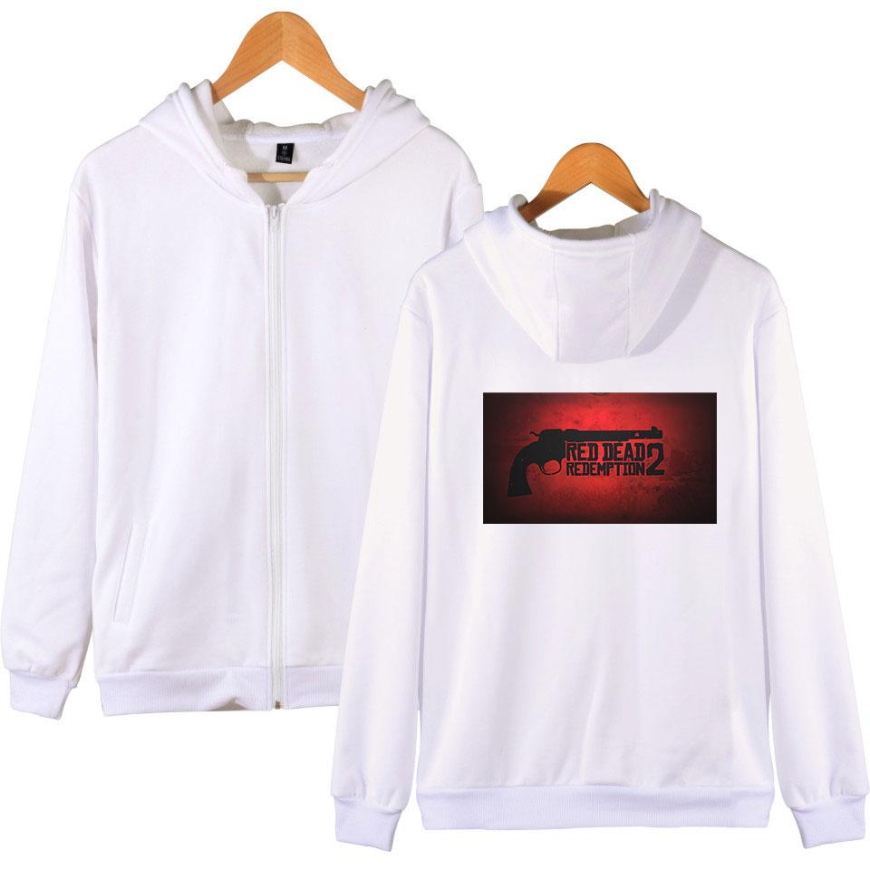 Red Dead Redemption 2 Hoodies - Solid Color Red Dead Redemption 2 Pistol Icon Zip Up Hoodie