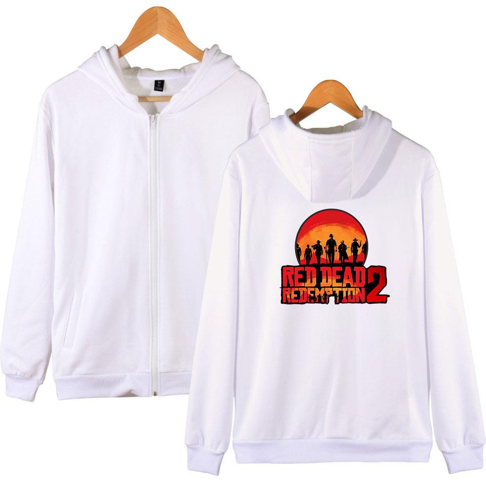 Red Dead Redemption 2 Hoodies - Solid Color Red Dead Redemption 2 Game Zip Up Hoodie