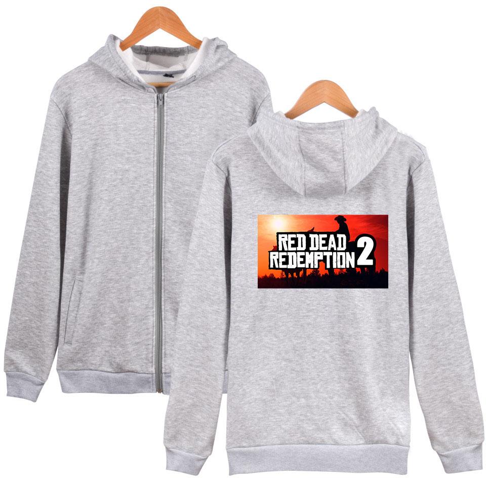 Red Dead Redemption 2 Hoodies - Solid Color Red Dead Redemption 2 Icon Zip Up Hoodie