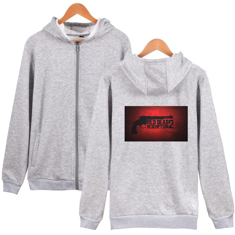 Red Dead Redemption 2 Hoodies - Solid Color Red Dead Redemption 2 Pistol Icon Zip Up Hoodie