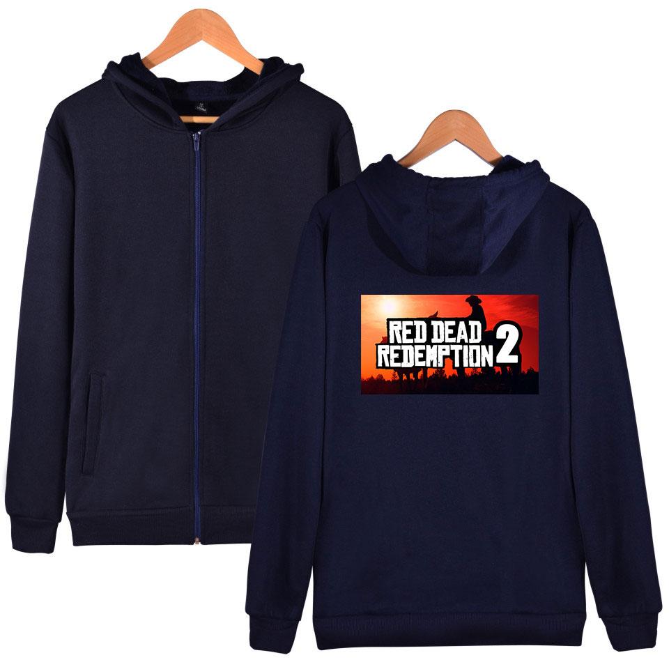 Red Dead Redemption 2 Hoodies - Solid Color Red Dead Redemption 2 Icon Zip Up Hoodie