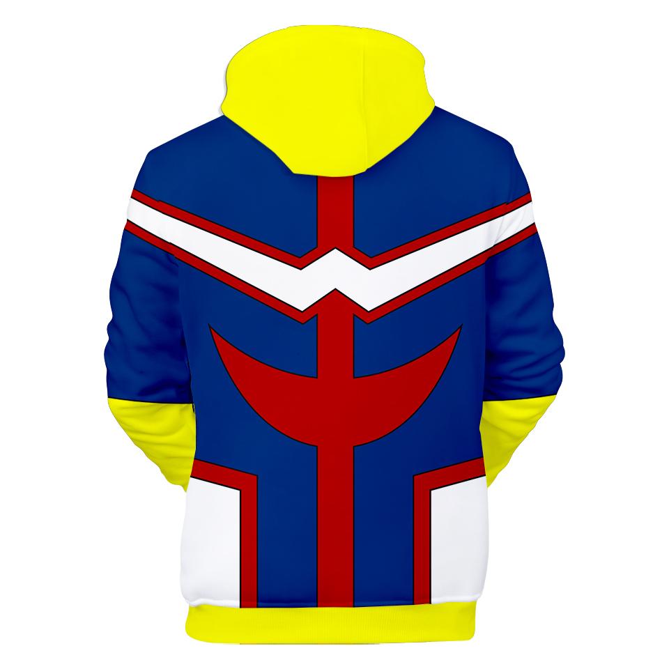 My Hero Academia Hoodies - Cosplay Boku No Hero All Might Super Cool Blue Hoodie