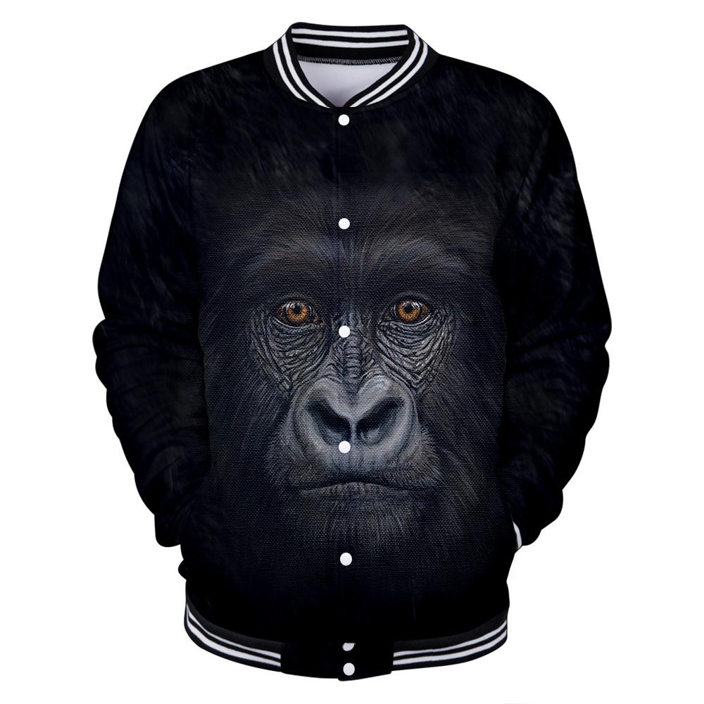 Unisex Fashionable Black 3D Print Orangutan Baseball Uniform