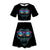 Women's Fashionable Black 3DPrint Cartoon Orangutan Short T-shirt and Skirt Set