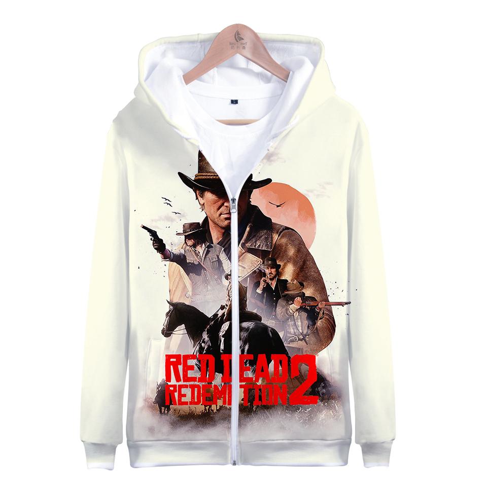 Red Dead Redemption 2 Hoodies - Red Dead Redemption 2 Game Super Cool White 3D Zip Up Hoodie