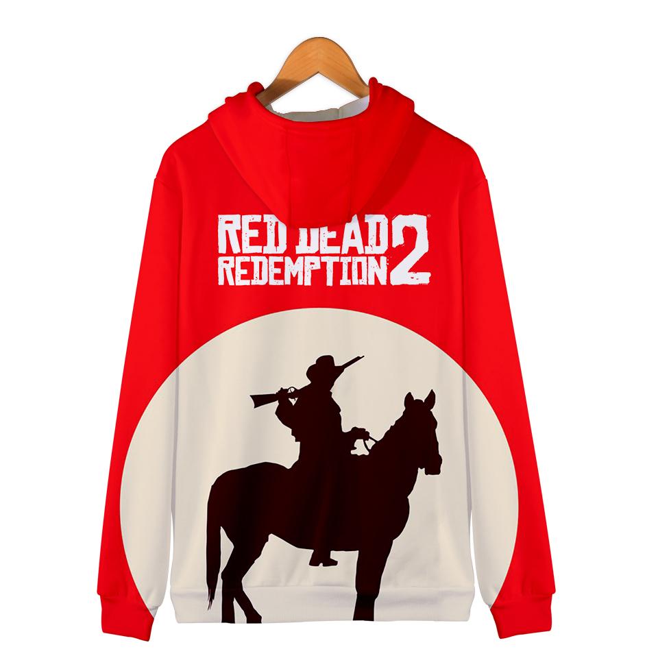 Red Dead Redemption 2 Hoodies - Red Dead Redemption 2 Arthur Morgan Red 3D Zip Up Hoodie