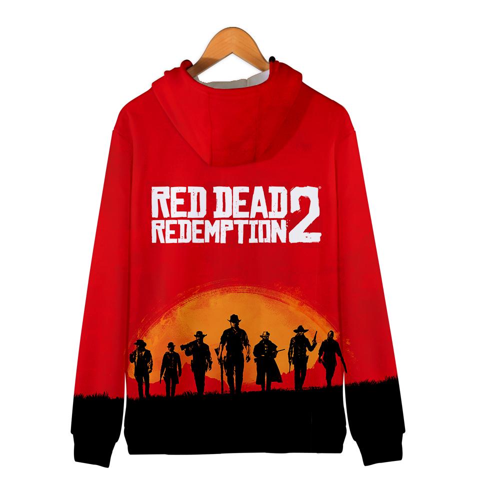Red Dead Redemption 2 Hoodies - Red Dead Redemption 2 Super Cool Red 3D Zip Up Hoodie