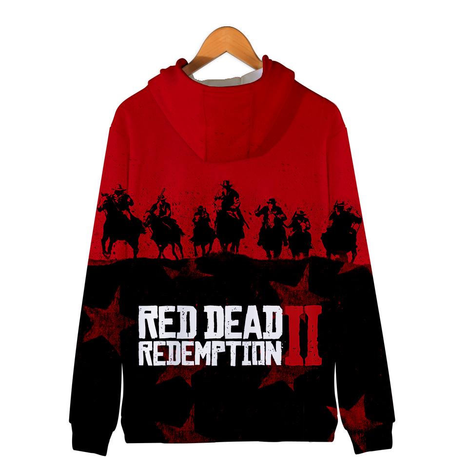 Red Dead Redemption 2 Hoodies - Red Dead Redemption 2 Game Character Super Cool Red 3D Zip Up Hoodie
