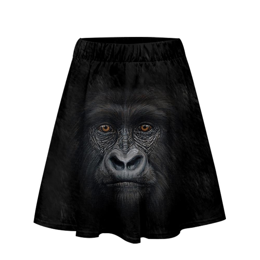 Women's Fashionable Black 3D Print Orangutan Short Skirt