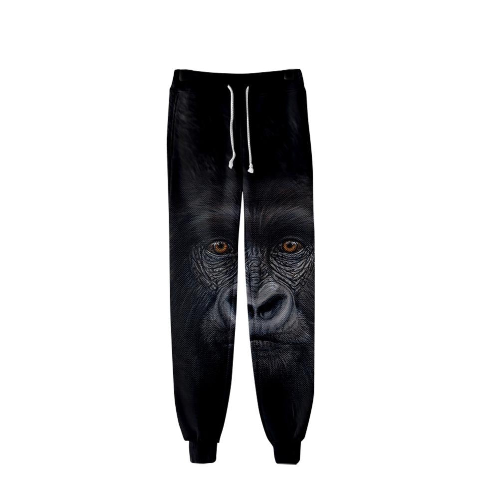 Unisex Fashionable Black 3D Print Orangutan Pants