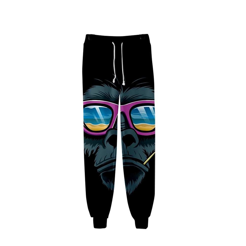 Unisex Fashionable Black 3D Print Cartoon Orangutan Pants