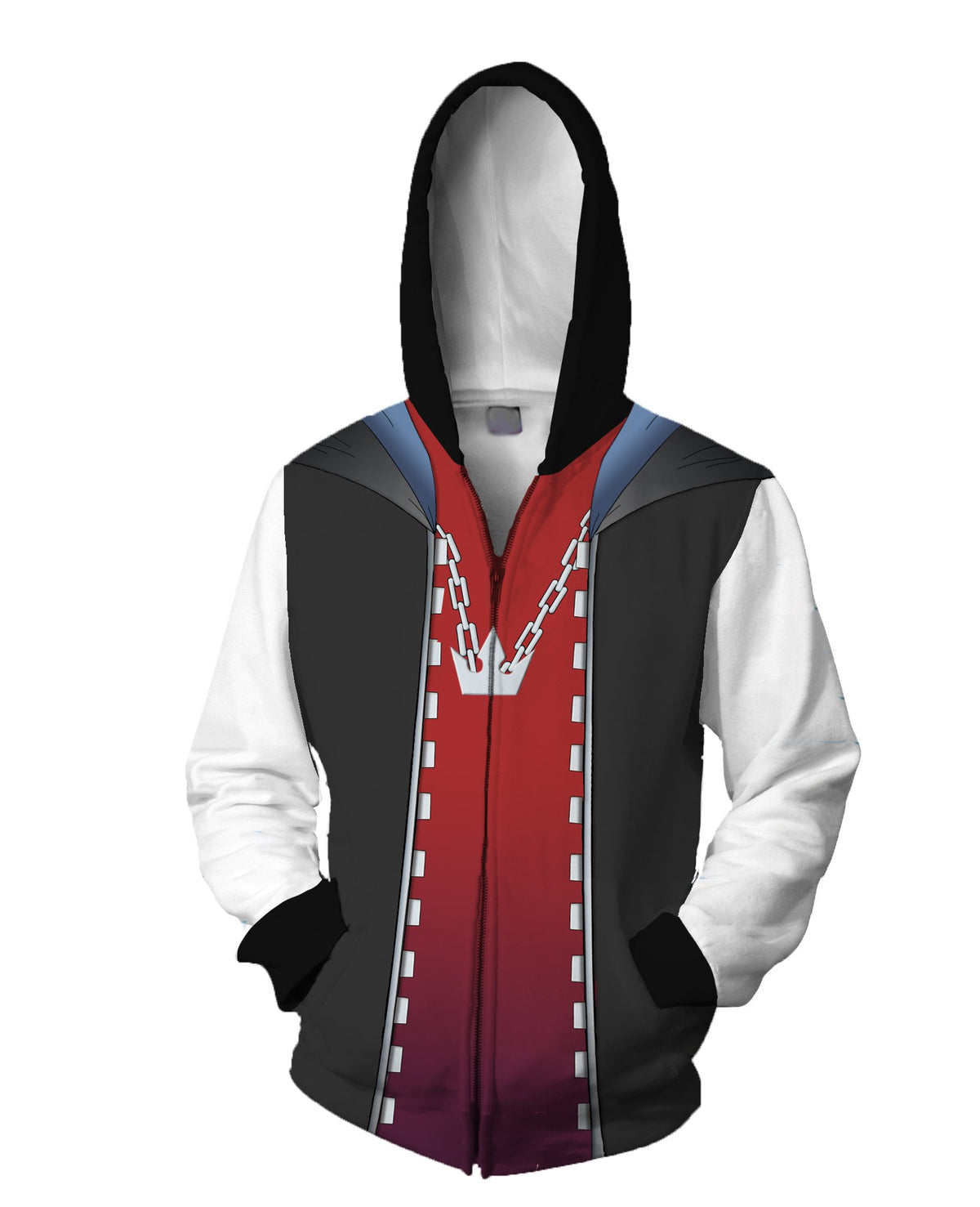 Kingdom Hearts 1 Sora Hoodies - Zip Up Red Tie Hoodie