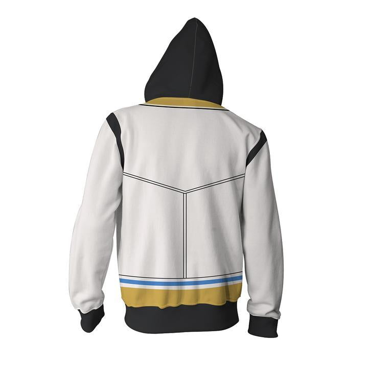 Kingdom Hearts Riku Hoodies - Zip Up White-yellow Hoodie