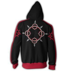 Kingdom Hearts Axel Hoodies - Zip Up Black-red Hoodie