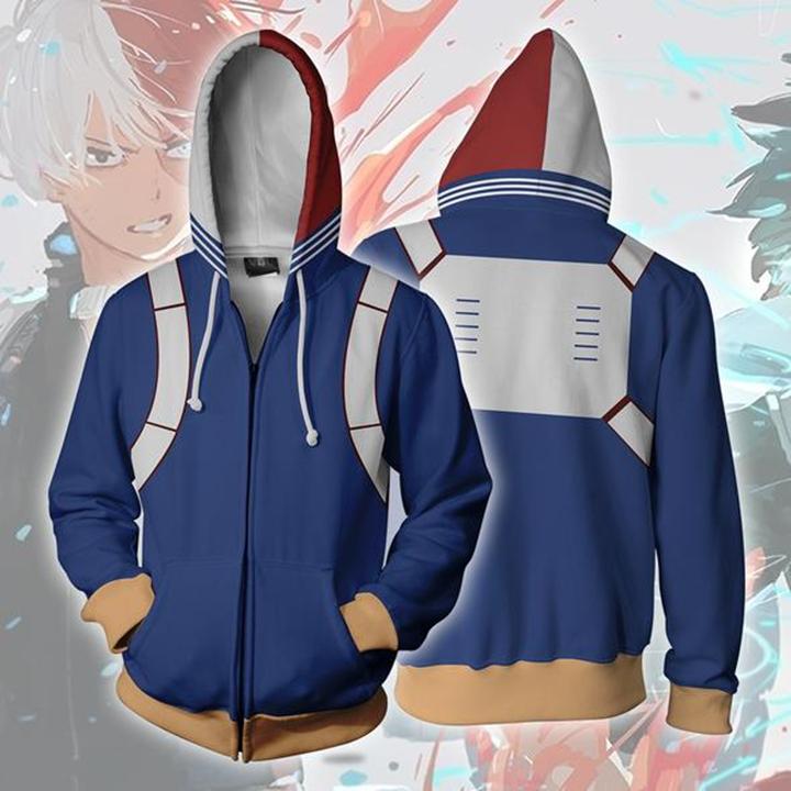My Hero Academia Hoodies - Cosplay Shoto Todoroki Boku No Hero Academia Zip Up Hoodie