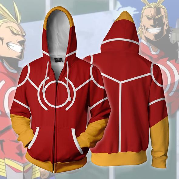 My Hero Academia Hoodies - Cosplay All Might Silver Age Boku No Hero Academia Zip Up Hoodie