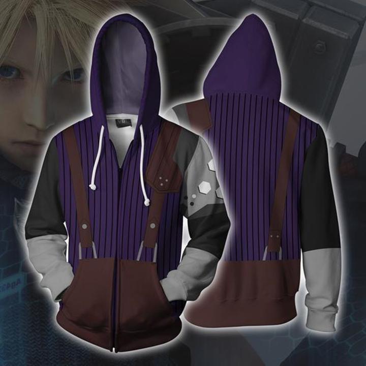 Final Fantasy VII Cloud Strife Hoodies - Zip Up Cloud Strife Hoodie