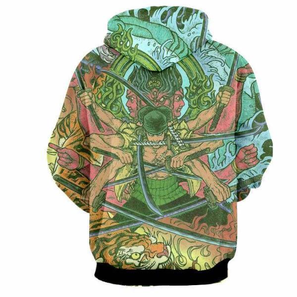 One Piece Zoro Swordsman Demon Ashura 3D Hoodie