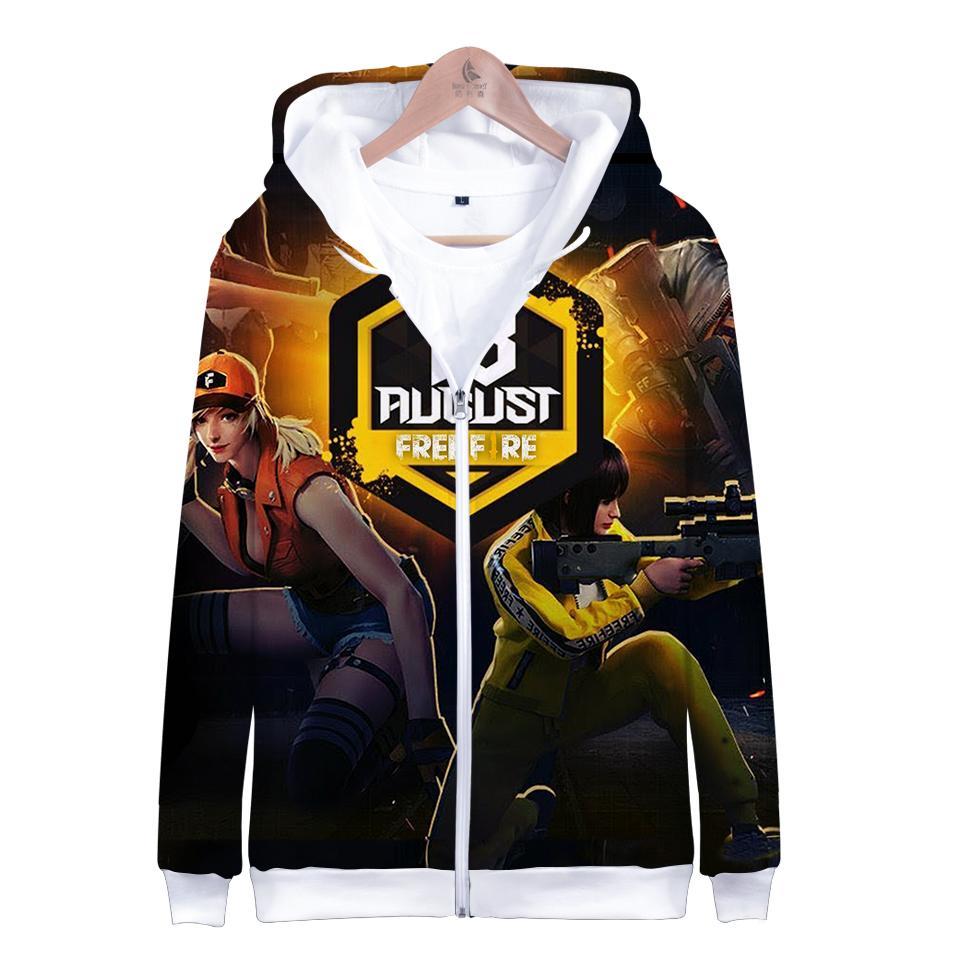 Game Free Fire 3D Zipper Hoodie - Funny Long Sleeve Sweatshirt