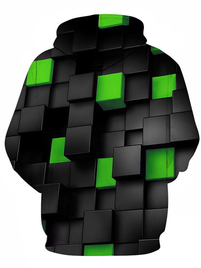 3D Printed Color Block Hoodie - Hooded Basic Pullover