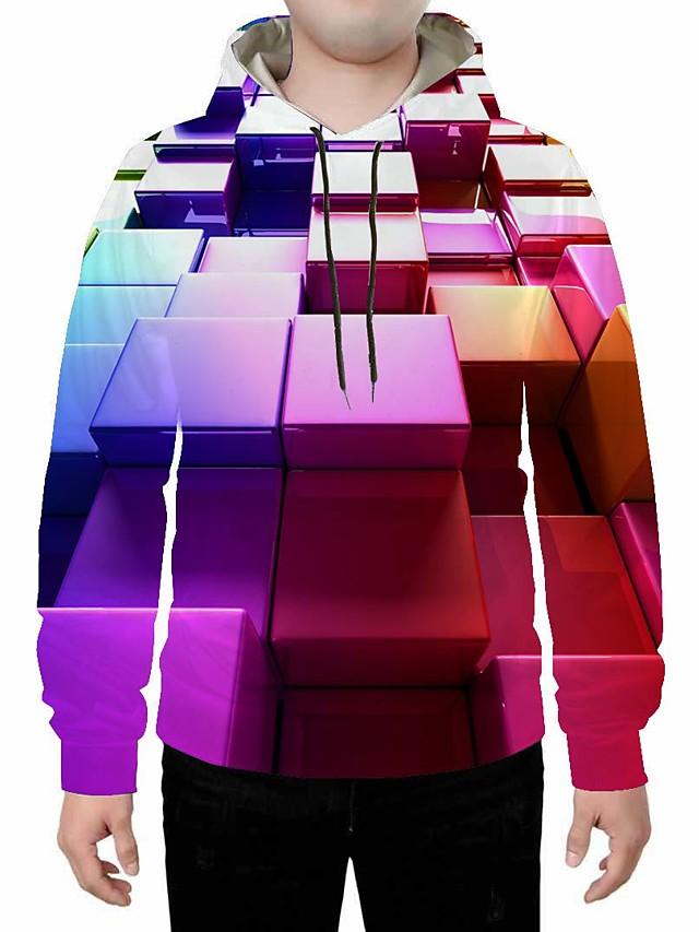 Men&#39;s Geometric 3D Print Hooded Casual Basic Rainbow Hoodie