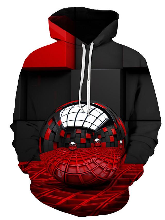 Men's Geometric Printed 3D Hooded Hoodie