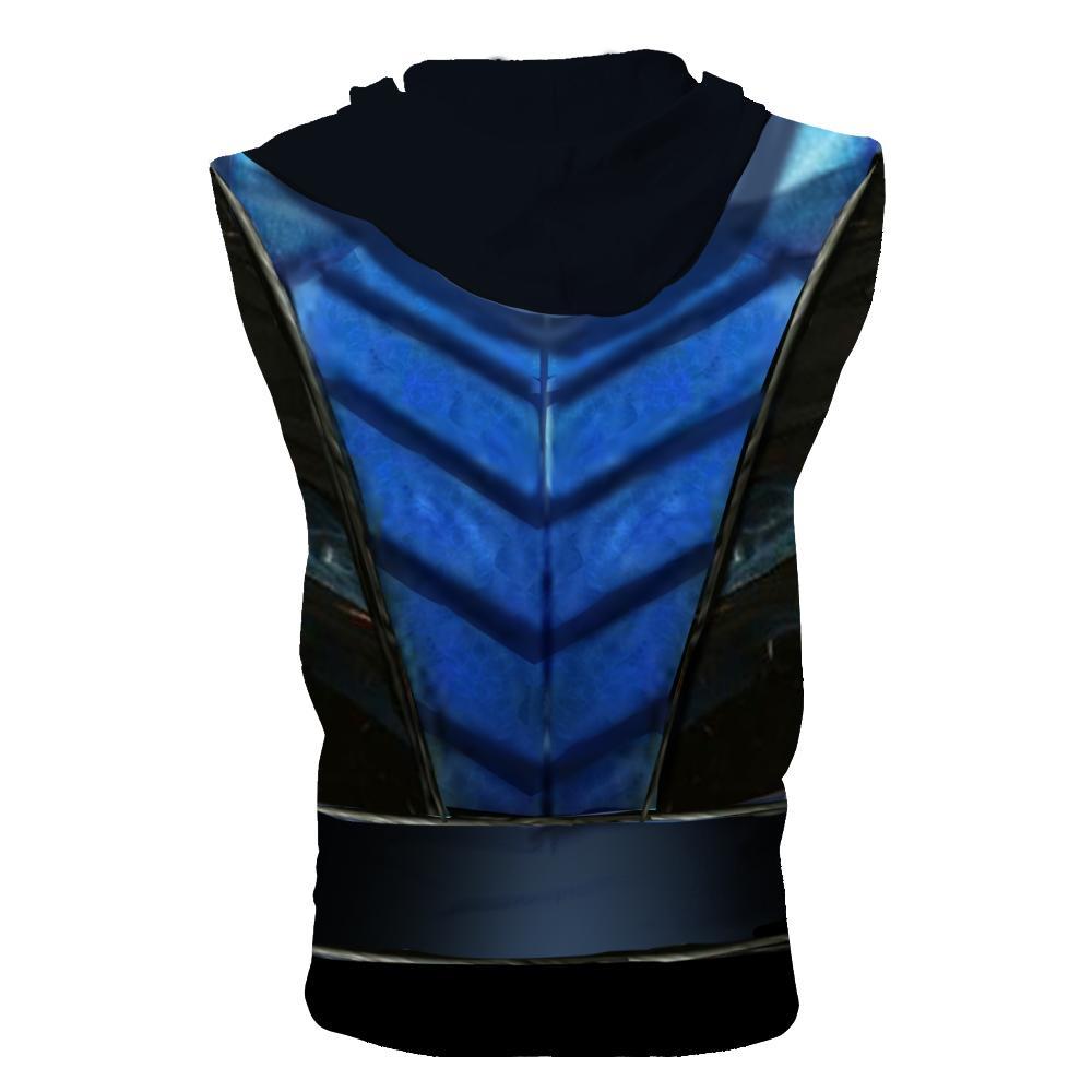 Mortal Kombat Hoodie - Zip Up Sub Zero Sleeveless Hoodie