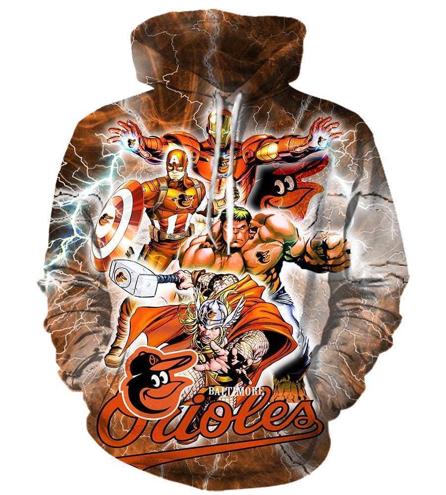 Baltimore Orioles/The Avengers - 3D Hoodie, Zip-Up, Sweatshirt, T-Shirt