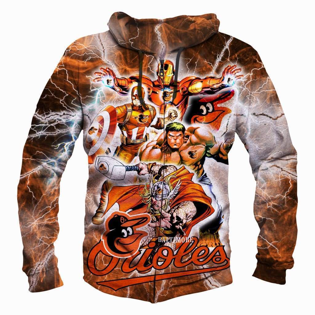 Baltimore Orioles/The Avengers - 3D Hoodie, Zip-Up, Sweatshirt, T-Shirt