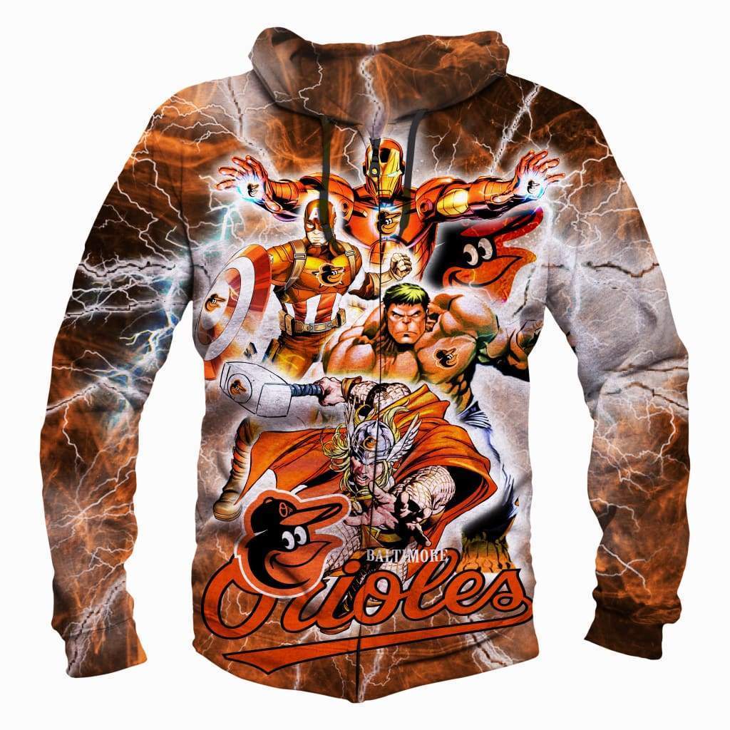 The Avengers Baltimore Orioles Hoodies - Pullover Yellow Hoodie