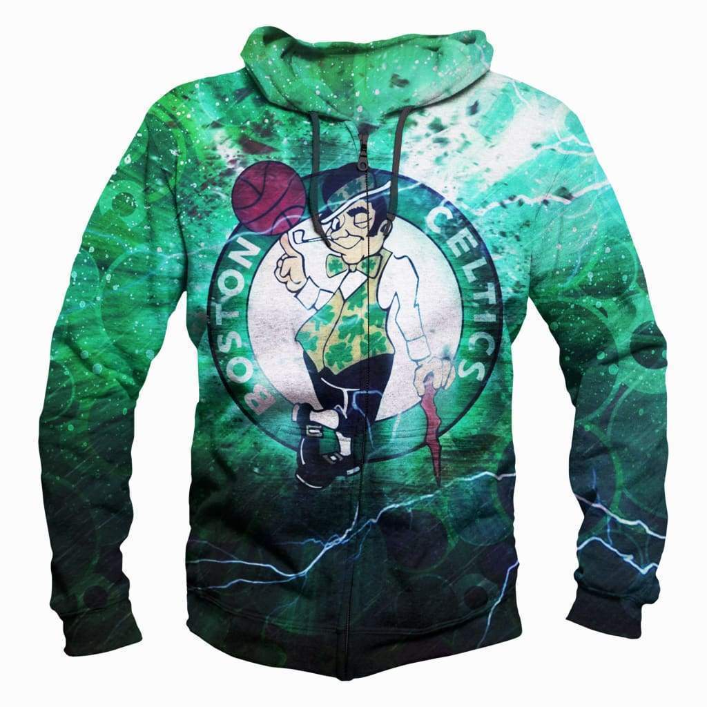 Basketball Boston Celtics Hoodies - Zip Up Green Hoodie