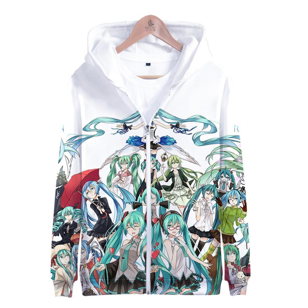 Anime Vocaloid 3D Print Hoodie - Hatsune Miku Sweatshirt Zipper Jacket