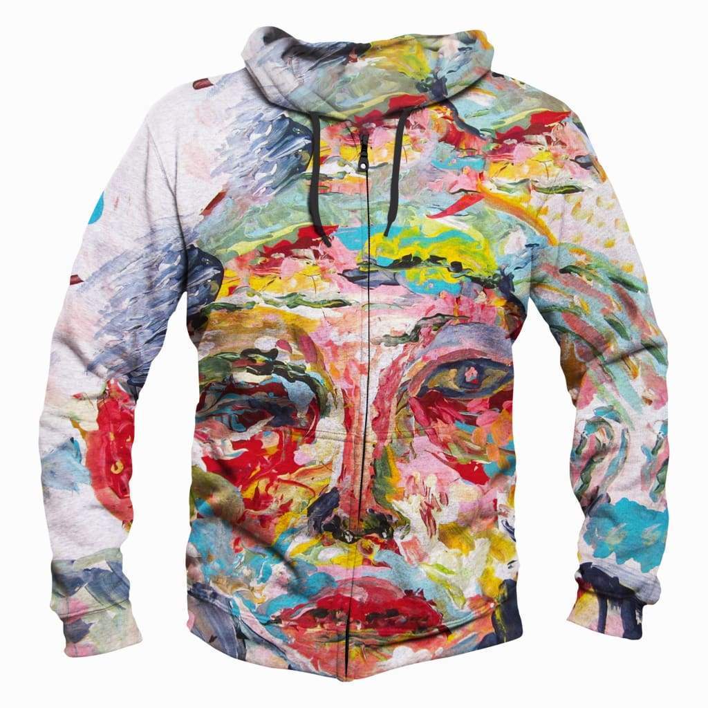 Funny Cage The Elephant Hoodies - Colourful Oil painting Zip Up 3D Hoodie