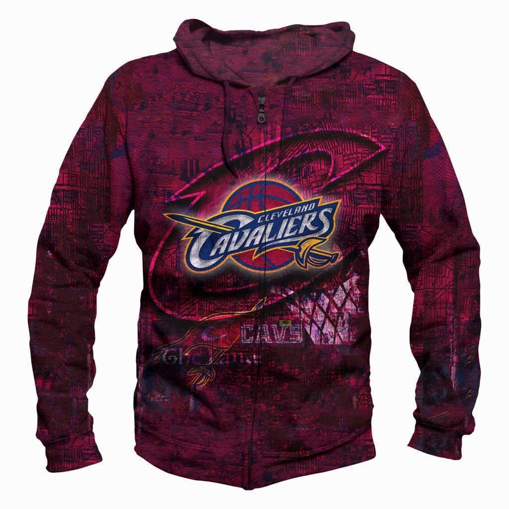 Basketball Cleveland Cavaliers Hoodies - Zip Up Purple 3D Hoodie