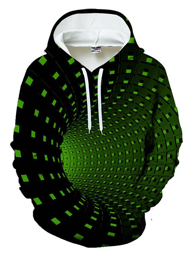 3D Printed Geometric Color Block Hoodie - Hooded Casual Basic Pullover